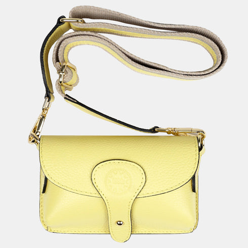 Bolso de bandolera porta móvil de piel Pili amarillo limón