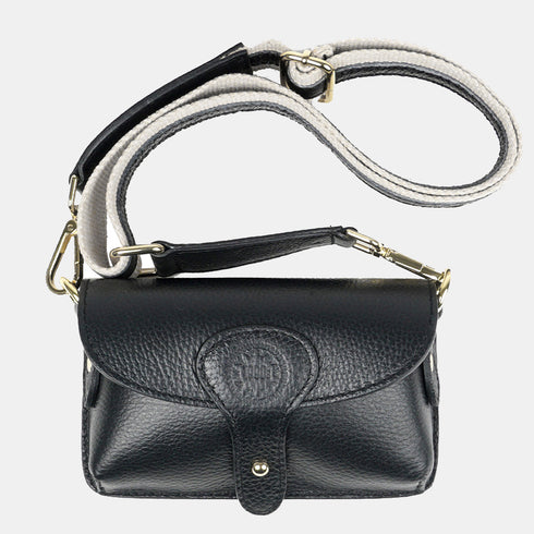 Bolso de bandolera porta móvil de piel Pili negro