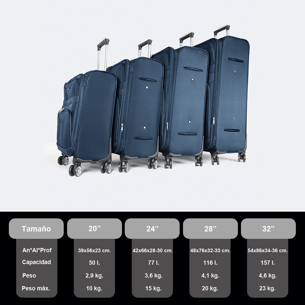 Maleta de cabina blanda 55cm/66cm/76cm, 10kg/15kg/20kg/23kg, maleta de viaje  blanda, garantía de 2 años de tela Gris – 1990s