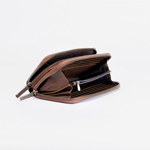 Billetera de piel Vintage Carol Marrón