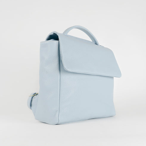 Mochila de piel para mujer celeste Bora