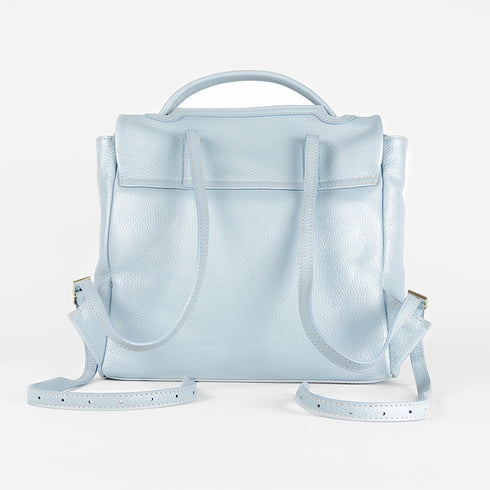 Mochila de piel para mujer celeste Bora