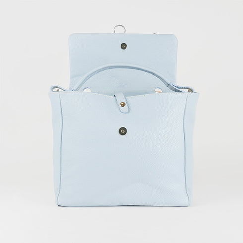 Mochila de piel para mujer celeste Bora