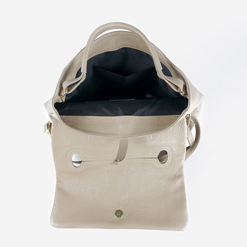 Mochila de piel para mujer khaki Bora