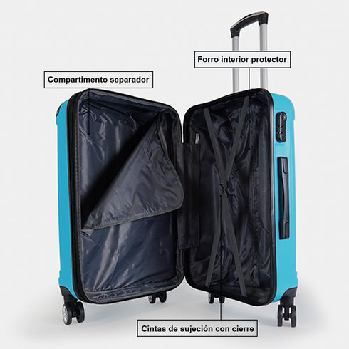 Maleta de viaje grande extensible L-77cm-23kg-116L de ABS Kike turquesa