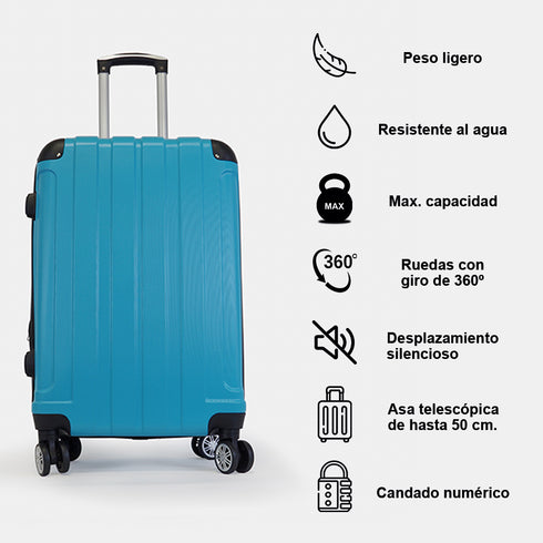Maleta de viaje grande extensible L-77cm-23kg-116L de ABS Kike turquesa