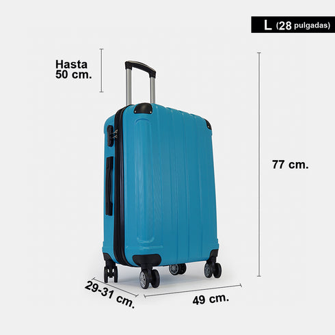 Maleta de viaje grande extensible L-77cm-23kg-116L de ABS Kike turquesa