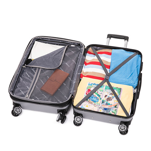 RAYKONG Maleta Mediana ABS 66x43x25cm | 71L | 24 Pulgadas | hasta 23kg semirígidas - Plata