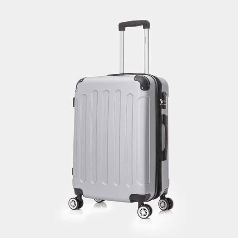 RAYKONG Maleta Mediana ABS 66x43x25cm | 71L | 24 Pulgadas | hasta 23kg semirígidas - Plata