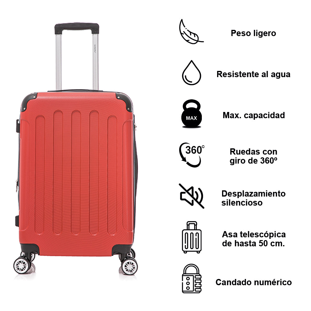 Maleta de viaje extensible mediana M-66cm-23kg, maleta de viaje barata, de  ABS rojo – 1990s