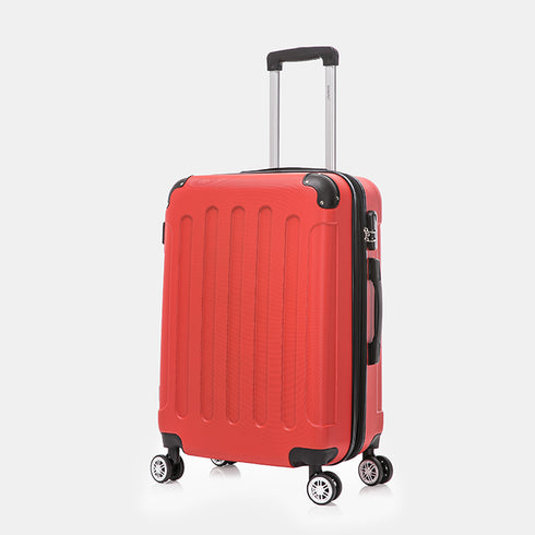 RAYKONG Maleta Mediana ABS 66x43x25cm | 71L | 24 Pulgadas | hasta 23kg semirígidas - Rojo