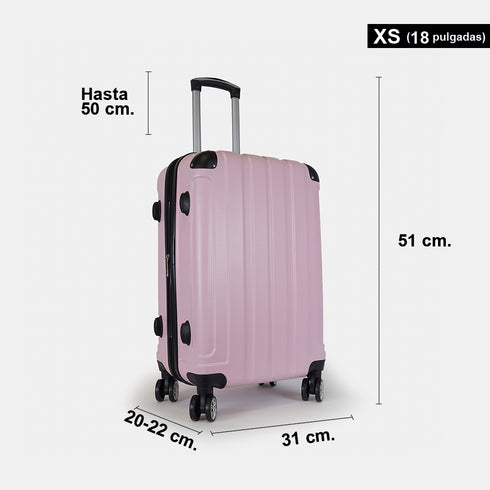 Maleta de viaje extensible XS-51cm-10kg / S-55cm-15kg de ABS Kike Rosa Claro