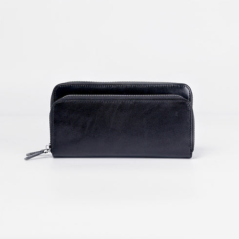 Billetera de piel Vintage Carol Negro