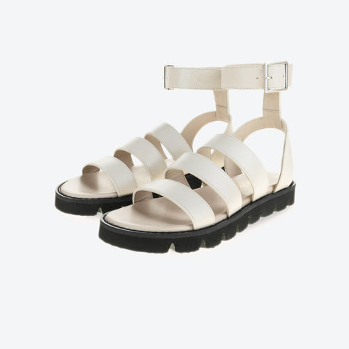 Sandalia romano de piel con piso grueso Narcis Beige