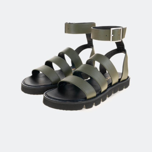 Sandalia romano de piel con piso grueso Narcis Caqui