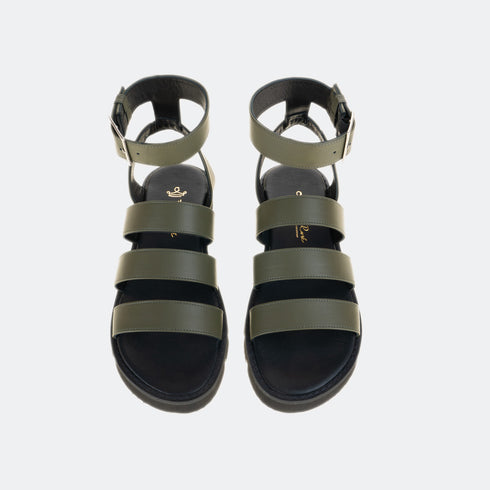 Sandalia romano de piel con piso grueso Narcis Caqui