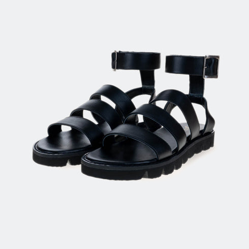 Sandalia romano de piel con piso grueso Narcis Negro