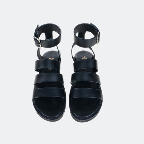 Sandalia romano de piel con piso grueso Narcis Negro