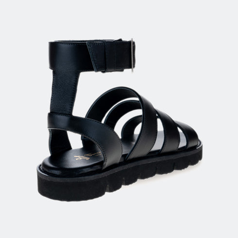 Sandalia romano de piel con piso grueso Narcis Negro