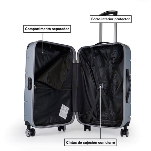 Maleta de cabina de S-15kg-55cm / M-20kg- 62cm de ABS Empire Plateado