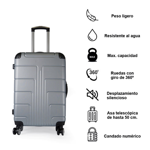 Maleta de cabina de S-15kg-55cm / M-20kg- 62cm de ABS Empire Plateado