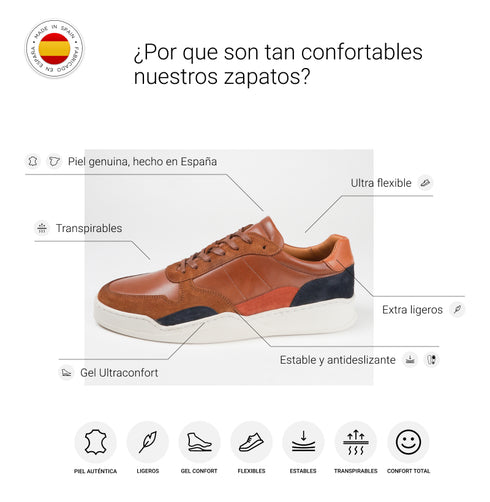 Zapatilla deportiva de hombre con cordones marrón Zaid