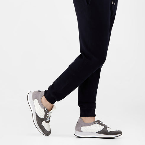 Zapatilla deportiva de hombre piel con cordones blanco Ezra