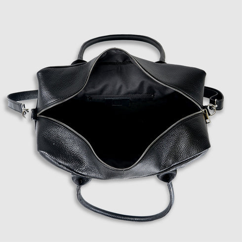 Bolso de viaje de piel con bandolera ajustable para hombre negro Rayan