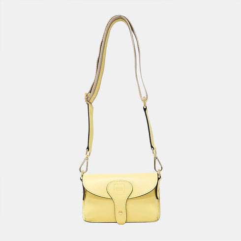 Bolso de bandolera porta móvil de piel Pili amarillo limón