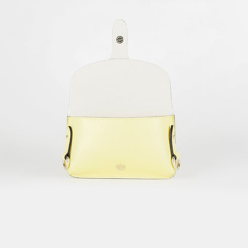 Bolso de bandolera porta móvil de piel Pili amarillo limón