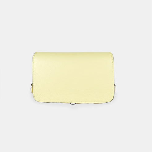 Bolso de bandolera porta móvil de piel Pili amarillo limón