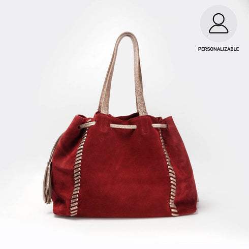 Bolso de piel de serraje para mujer estilo shopper rojo Agatha