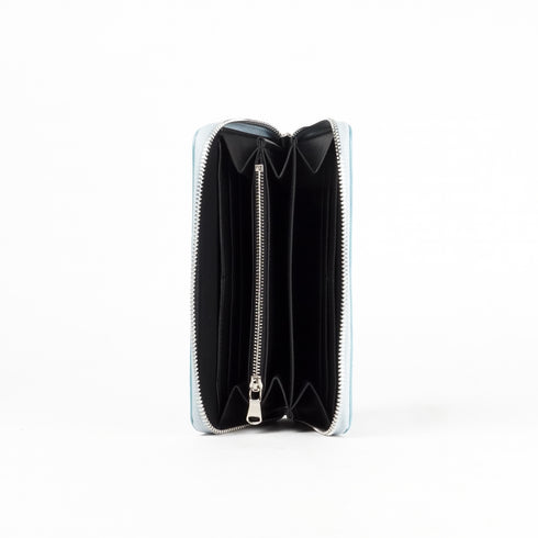 Cartera largo de piel Celia celeste