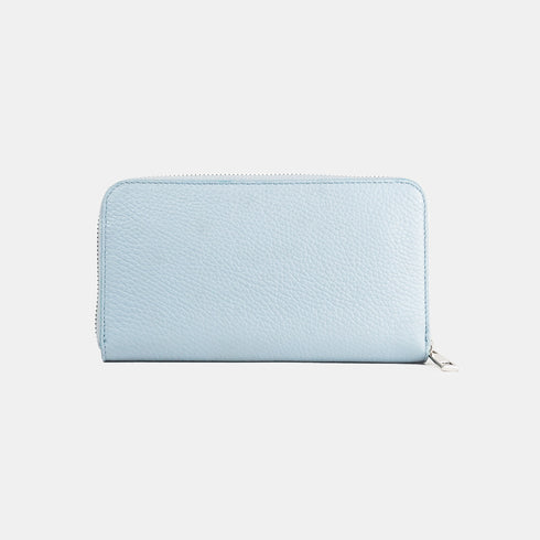 Cartera largo de piel Celia celeste