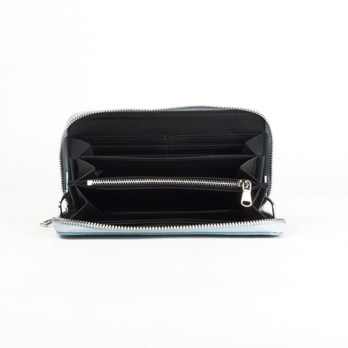 Cartera largo de piel Celia celeste