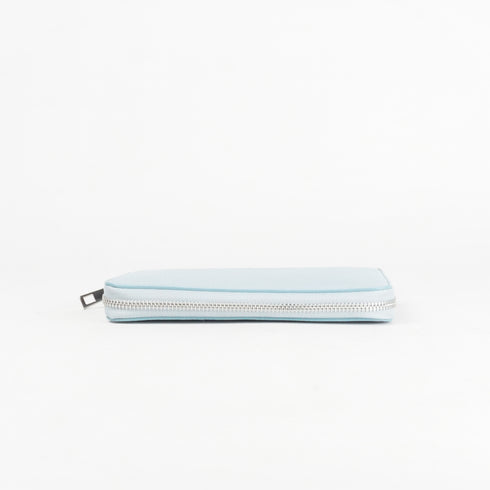 Cartera largo de piel Celia celeste