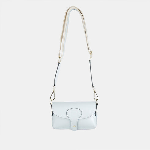 Bolso de bandolera porta móvil de piel Pili celeste