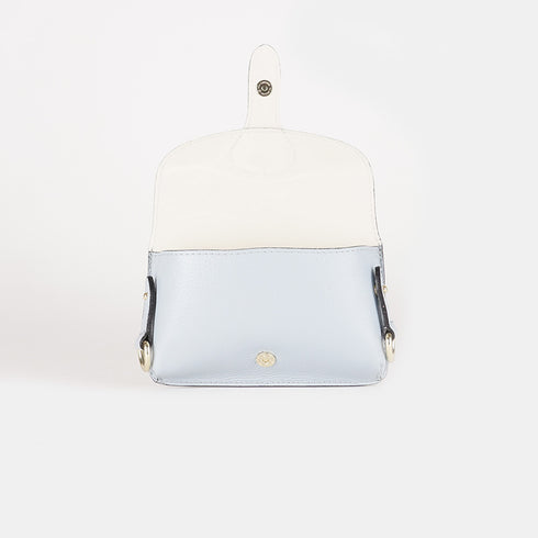 Bolso de bandolera porta móvil de piel Pili celeste