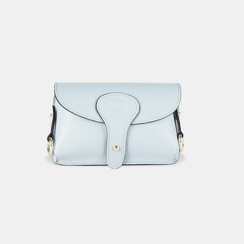 Bolso de bandolera porta móvil de piel Pili celeste