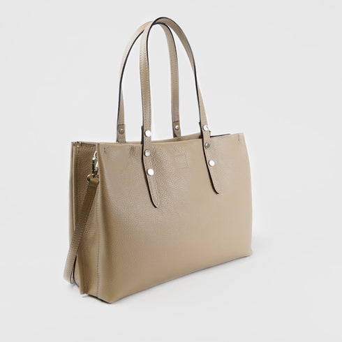Bolso shopper tote de piel khaki Hayley
