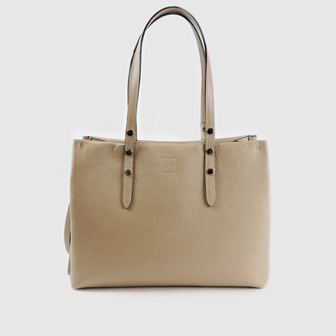 Bolso shopper tote de piel khaki Hayley