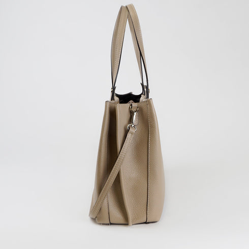 Bolso shopper tote de piel khaki Hayley