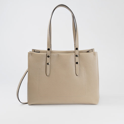 Bolso shopper tote de piel khaki Hayley