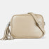 Bolso de Piel bandolera cuadrado khaki con pompón de mujer Cristin