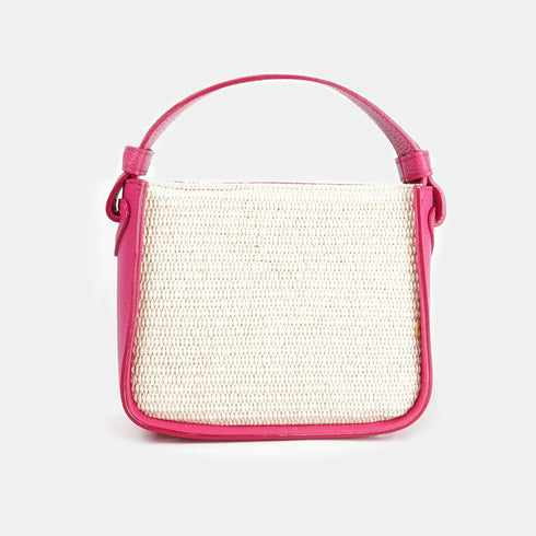 Bolso de mano de piel y rafia para mujer Pandorina fucsia