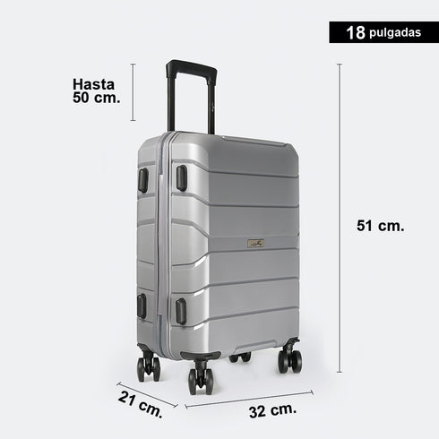 Maleta de cabina de XS/S 10kg 50cm/55cm de Polipropileno Steven Gris