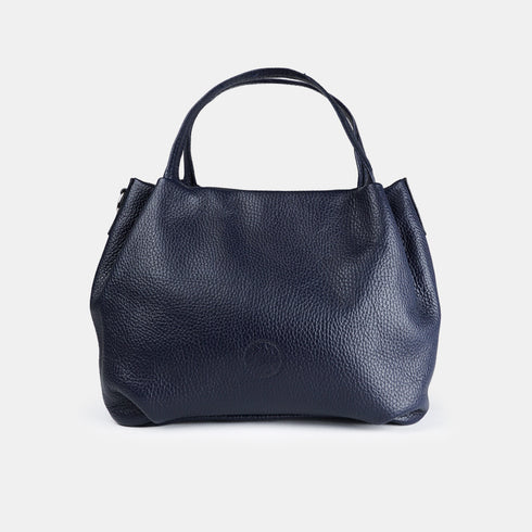 Bolso de mano de piel estilo saco para mujer azul oscuro marino Stefy