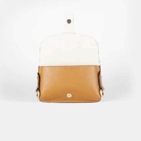 Bolso de bandolera porta móvil de piel Pili Marrón