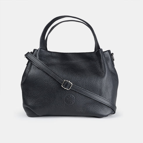 Bolso de mano de piel estilo saco para mujer negro Stefy