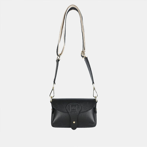 Bolso de bandolera porta móvil de piel Pili negro
